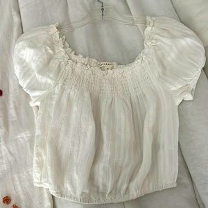 White Puff Sleeve Aero Top